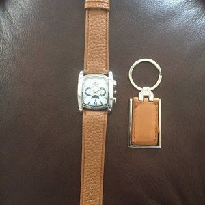 Men's Watch Light Brown Strap (Free Key Chain Included) Brand: Tempeaux